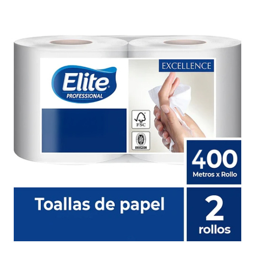 TOALLA PAPEL 400 MTS 2 UNID ELITE 62117 #205