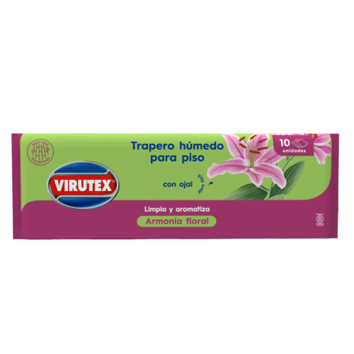 TRAPERO HUMEDO PISO ARMONIA FLORAL 10UN VIRUTEX 1102354 #188