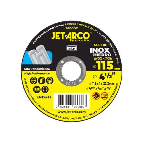 DISCO CORTE 180 X 1,6 X 22,2MM INOX S808DC JET-ARCO #558
