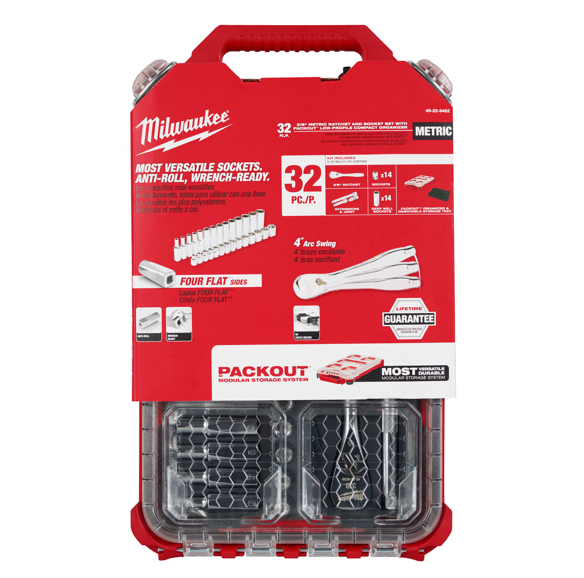 Jgo dados enc 3/8 32 pz mm packout 48-22-9482 milwaukee#555 | Bolt